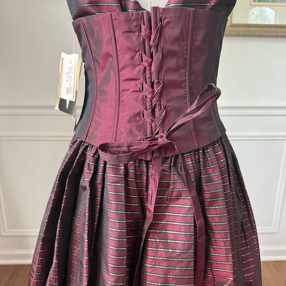Vintage NWT NOS 90s Jessica McClintock GunneSax Burgundy Corset Steampunk Pirate - Picture 5 of 13